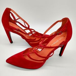 Via Spiga Edita Heels Suede Red Size 9.5